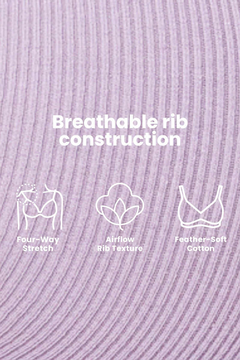 Zena Fine-Rib Bra - Lavender