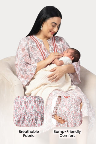 Blush Breeze Ikat Maternity TierDress