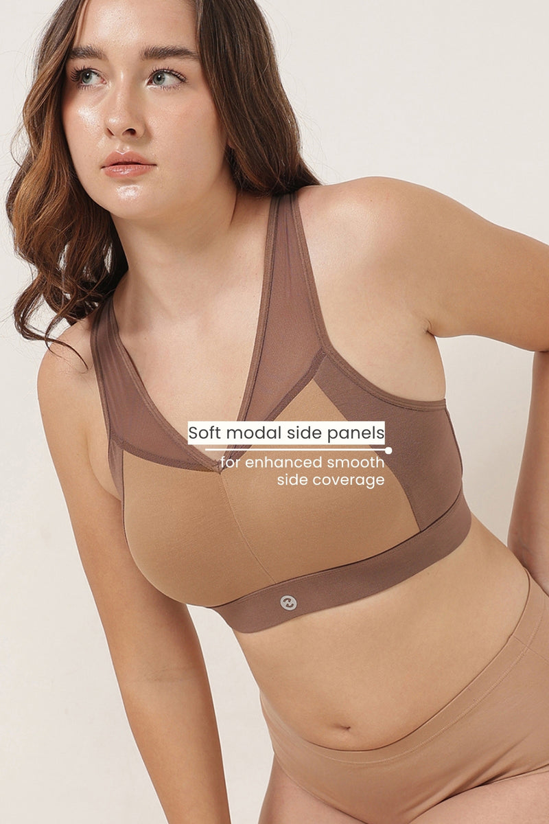 Sculpt & Lift Powermesh Bra - Brown