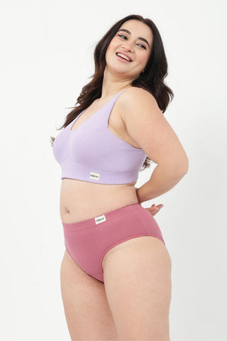 Sera Broad Rib Mid Rise Hipster - Blush