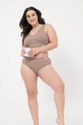 Sera Fine Rib Mid Rise Hipster - Skin