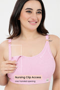 Riva Fine-Rib Cotton Feeding Bra - Baby Pink