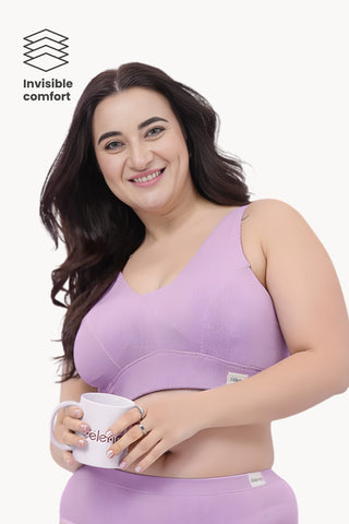 Natural Shape Fine Rib Bra - Lavender