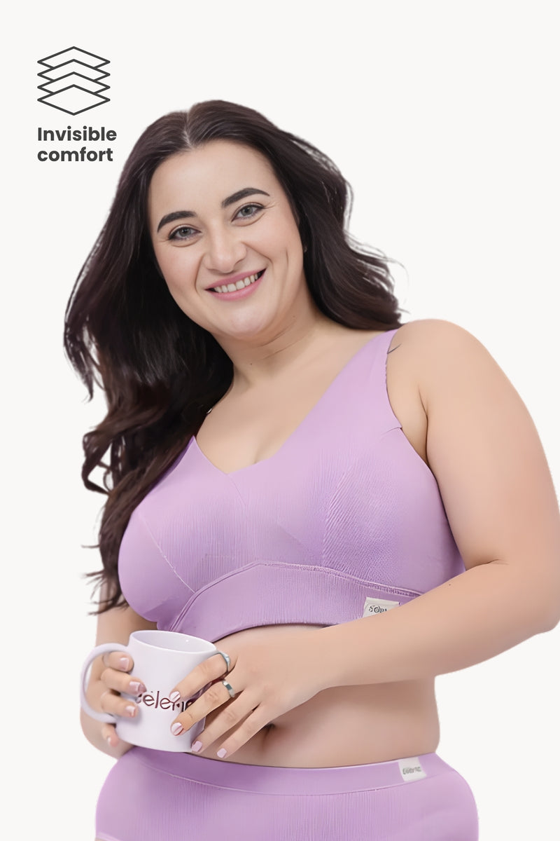 Natural Shape Fine Rib Bra - Lavender