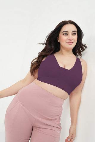 SecureFit Cotton Fixed-Pad Feeding Bra - Mauve Rose