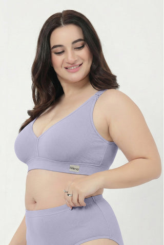 Lira Ribbed Cotton Nursing Padded Bra - M-Blue