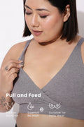 247 Extra Support Cotton Feeding Bra with Adjuster - Melange Anthrea