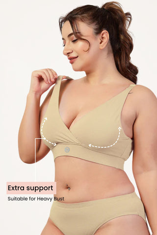 247 Pack of 3 Extra Support Cotton Feeding Bra (Brown, Skin, Navy Blue)