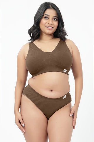 Sera Broad Rib Mid Rise Hipster Pack of 3 - (Blush, Mocha, Black)