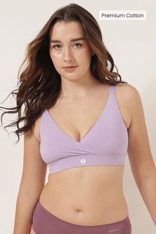 247 Extra Support Cotton Feeding Bra with Adjuster - Lavender
