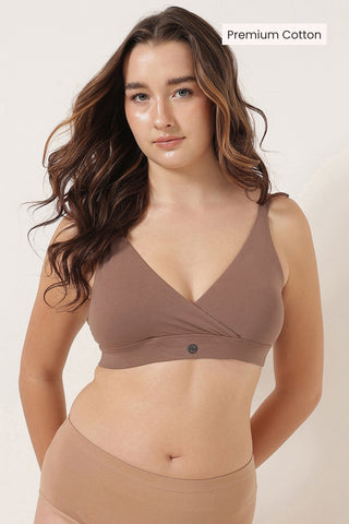 247 Extra Support Cotton Feeding Bra with Adjuster - Mocha