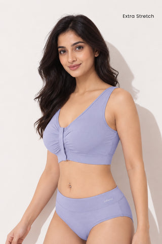 Ruched Invisible Button Nursing Bra - Mist