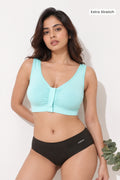 Ruched Invisible Button Nursing Bra - Mint
