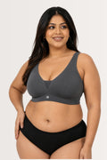 SecureFit Cotton Fixed-Pad Bra - Dark Grey