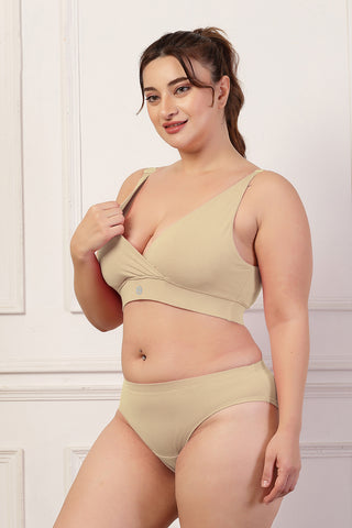 247 Extra Support Cotton Feeding Bra with Adjuster - Beige
