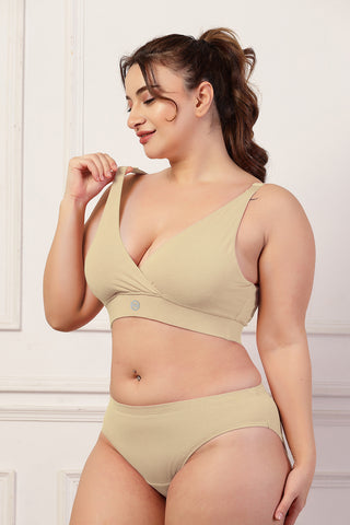 247 Extra Support Cotton Feeding Bra with Adjuster - Beige