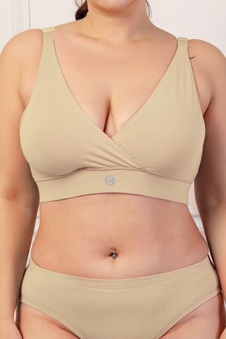 247 Extra Support Cotton Feeding Bra with Adjuster - Beige