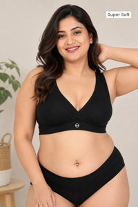 247 (Upgraded) Black Modal Padded Maternity Feeding Bra