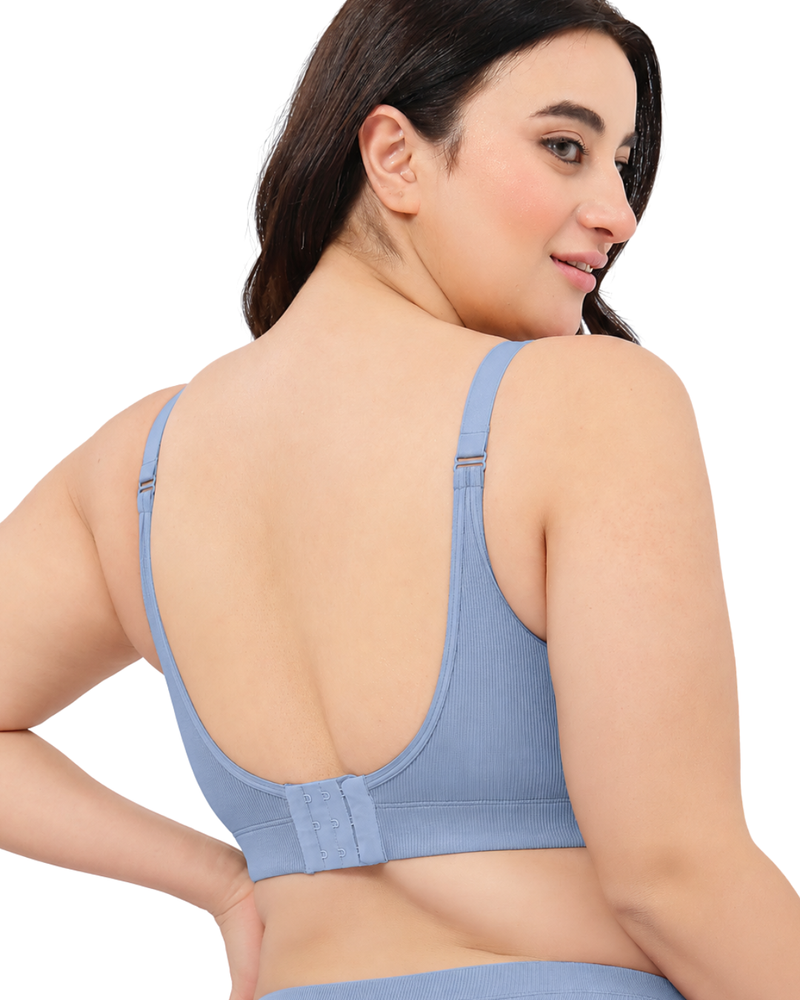 Riva Fine-Rib Cotton Feeding Bra - Mist