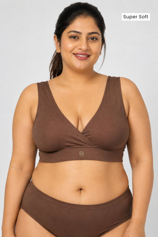 247 (Upgraded) Brown Modal Padded Maternity Feeding Bra