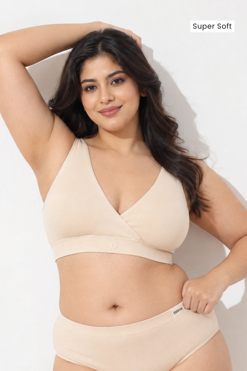 247 (Upgraded) Modal Padded Maternity Feeding Bra - Butter