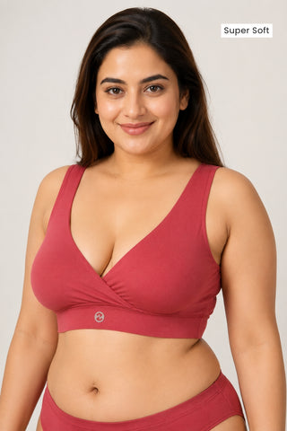 247 (Upgraded) Rustic Red Modal Padded Maternity Feeding Bra