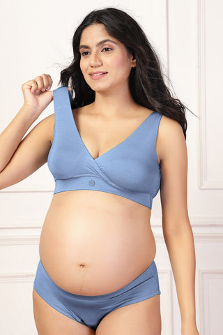 247 Cornflower Blue Padded Maternity Feeding Bra