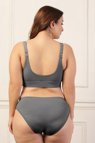 247 Pack Of 3 Extra Support Cotton Feeding Bra with Adjuster - (Dark Grey, Brown, Beige)