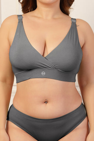 247 Pack Of 3 Extra Support Cotton Feeding Bra with Adjuster - (Dark Grey, Brown, Beige)
