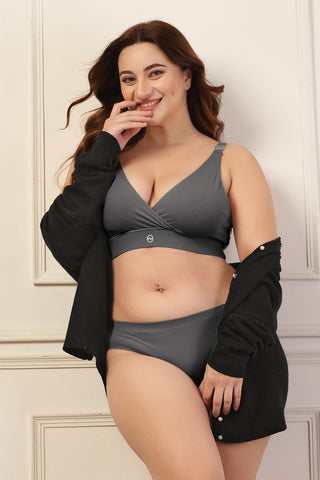 247 Extra Support Cotton Feeding Bra with Adjuster - Dark Grey
