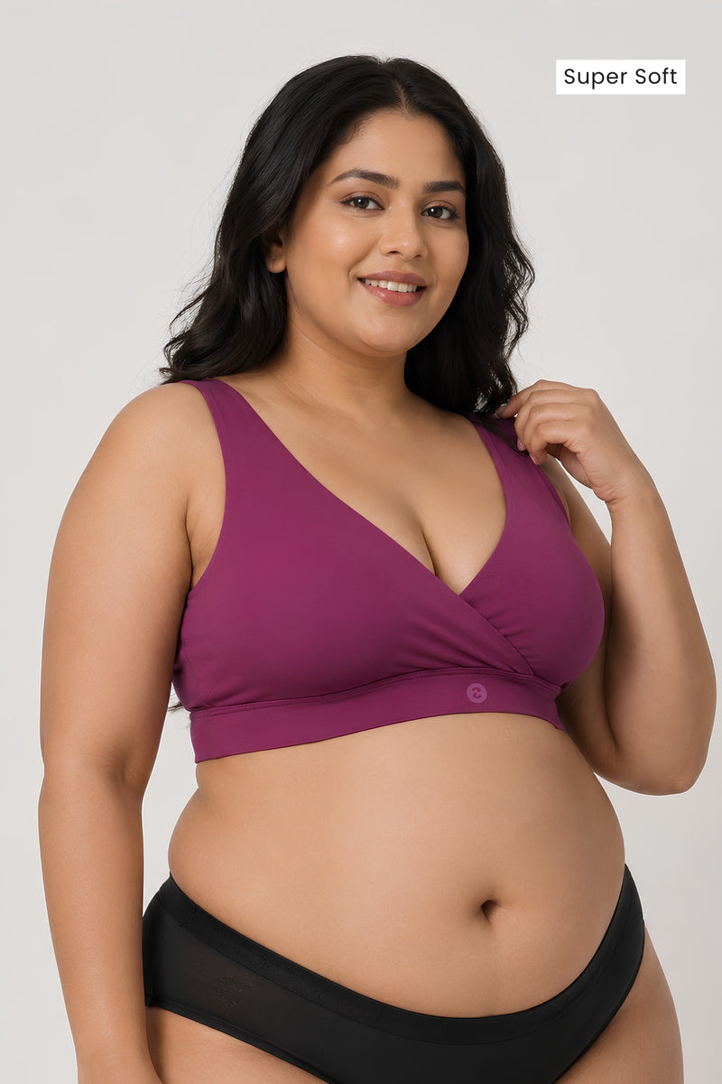 247 (Upgraded) Modal Padded Maternity Feeding Bra - Fuchsia