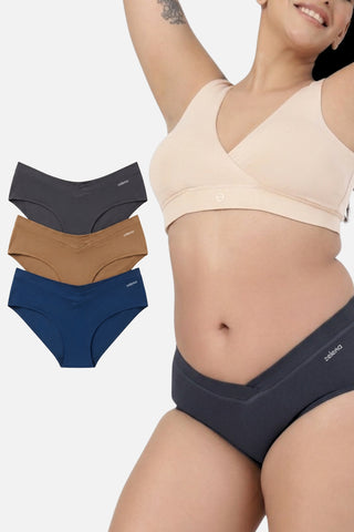 Modal C-Section Panty - (Pack of 3) (Future Dusk, Skin & Airforce)