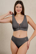 Ash Front-Open Bra; front hooks provide complete view for latch monitoring.