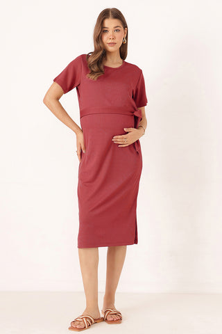 Mario Rib Zipless Feeding Dress - Maroon