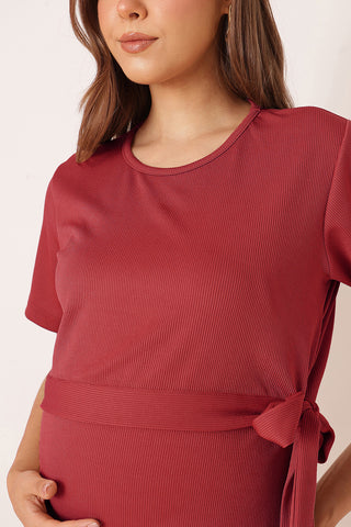Mario Rib Zipless Feeding Dress - Maroon
