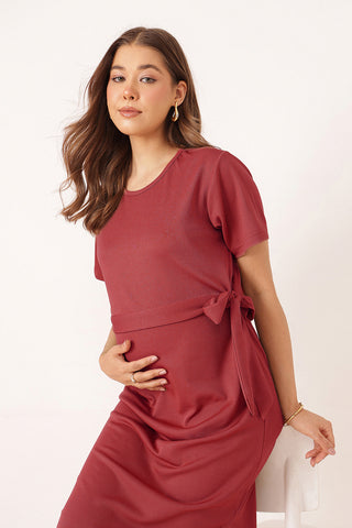 Mario Rib Zipless Feeding Dress - Maroon