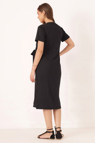 Signature Jacquard Rib Zipless Feeding Dress - Black