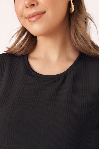 Signature Jacquard Rib Zipless Feeding Dress - Black
