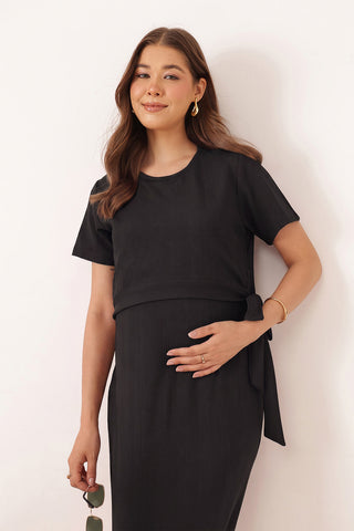 Signature Jacquard Rib Zipless Feeding Dress - Black