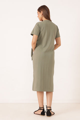 Signature Jacquard Rib Zipless Feeding Dress - Matcha