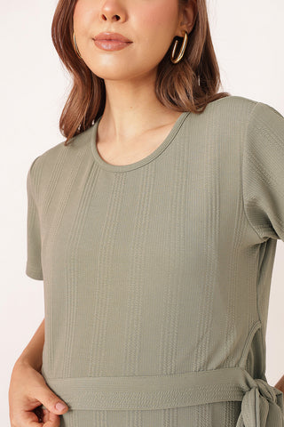 Signature Jacquard Rib Zipless Feeding Dress - Matcha
