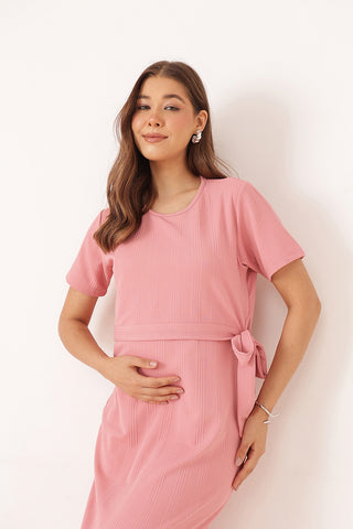 Signature Jacquard Rib Zipless Feeding Dress - Pink