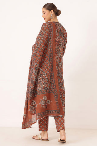 Rust Orange 100% Cotton Concealed Zip Feeding Maternity Kurta Set with Dupatta