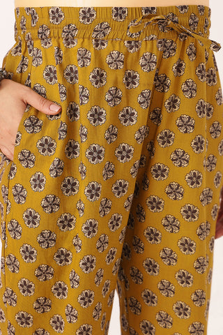 Mustard 100% Cotton Concealed Zip Feeding Maternity Kurta Set with Dupatta