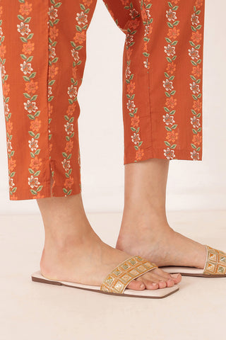 Embroidered Floral Print Cotton Maternity & Nursing Kurta Set - Rust Orange
