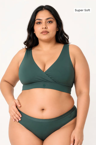 247 (Upgraded) Modal Padded Maternity Feeding Bra - Hunter Green
