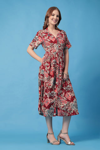 House of Zelena All Over Printed Zipless Feeding Shirt Dress - Trusted by Mothers for Quality