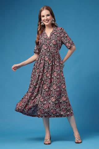 House of Zelena The Plum Paisley Zipless Feeding Shirtdress - Trusted by Mothers for Quality