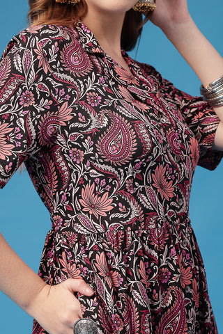 Stylish Stylish Maternity Wear - The Plum Paisley Zipless Feeding Shirtdress for New Moms