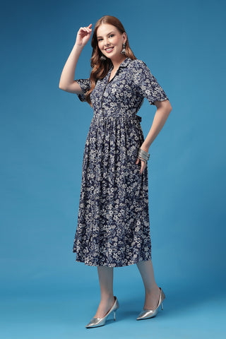 House of Zelena The Indigo Floral Zipless Feeding Shirtdress - Trusted by Mothers for Quality